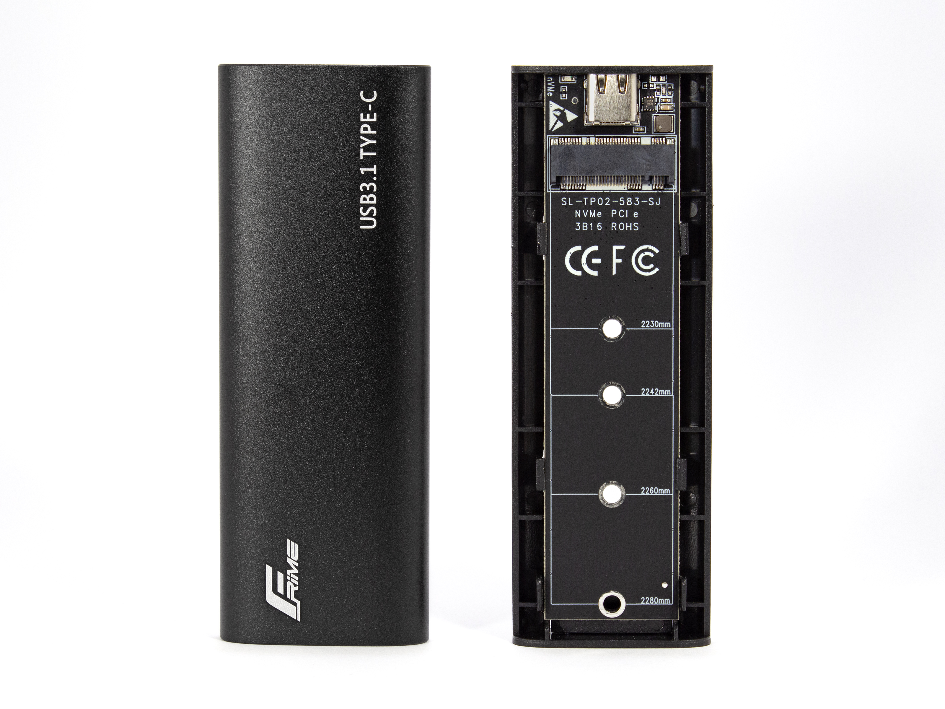 Зовнішня кишеня Frime M.2 NVMe PCIe, USB 3.2 Type-C, Metal, Black (FHE400.M2UC)